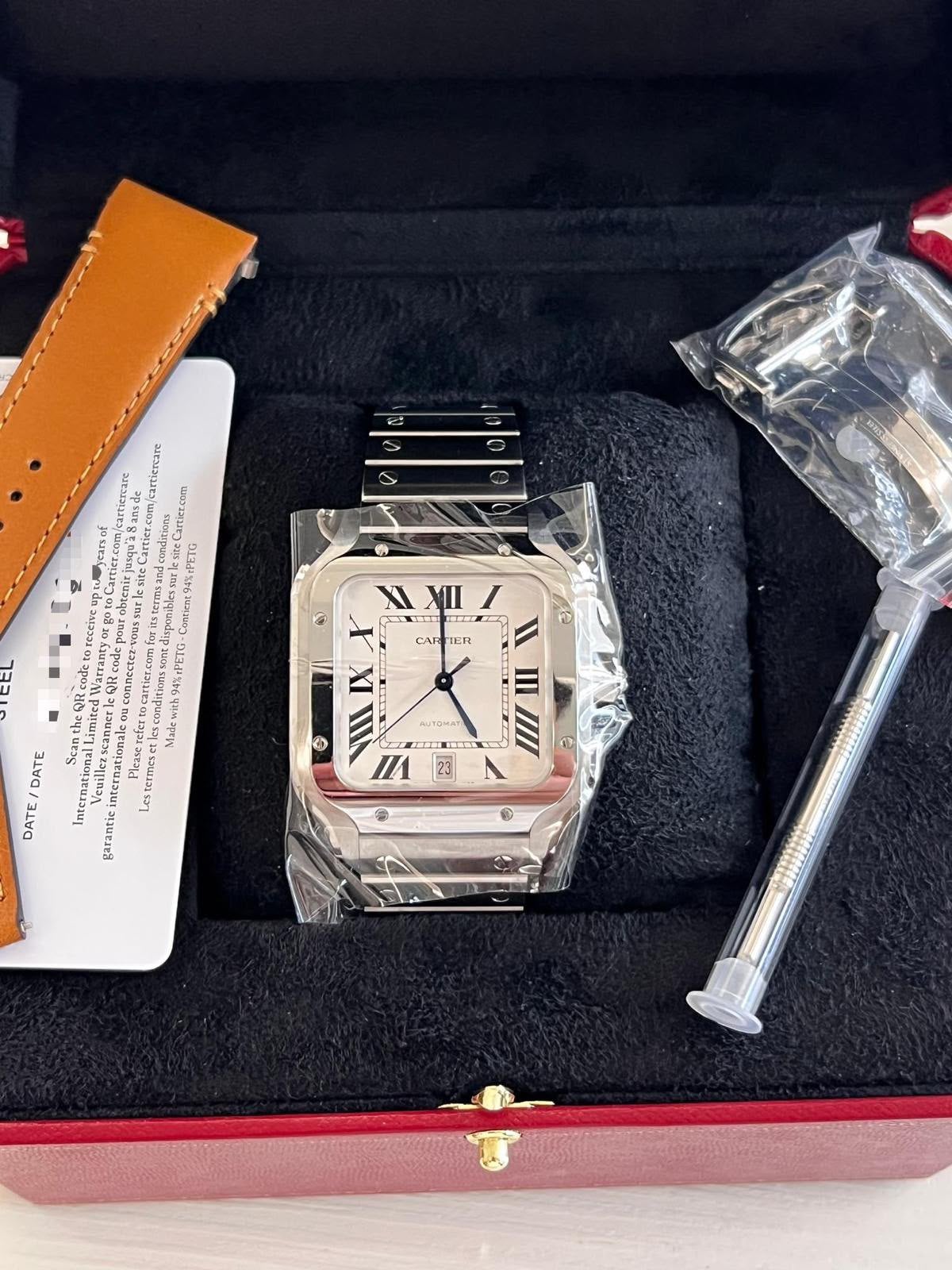 Cartier Santos de Cartier Large – Full Set – 2025, Handtassen en Accessoires, Horloges | Dames, Ophalen, Zo goed als nieuw