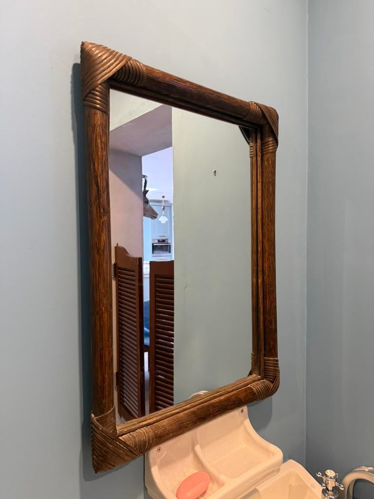 Bamboo rotan spiegel vintage, Ophalen