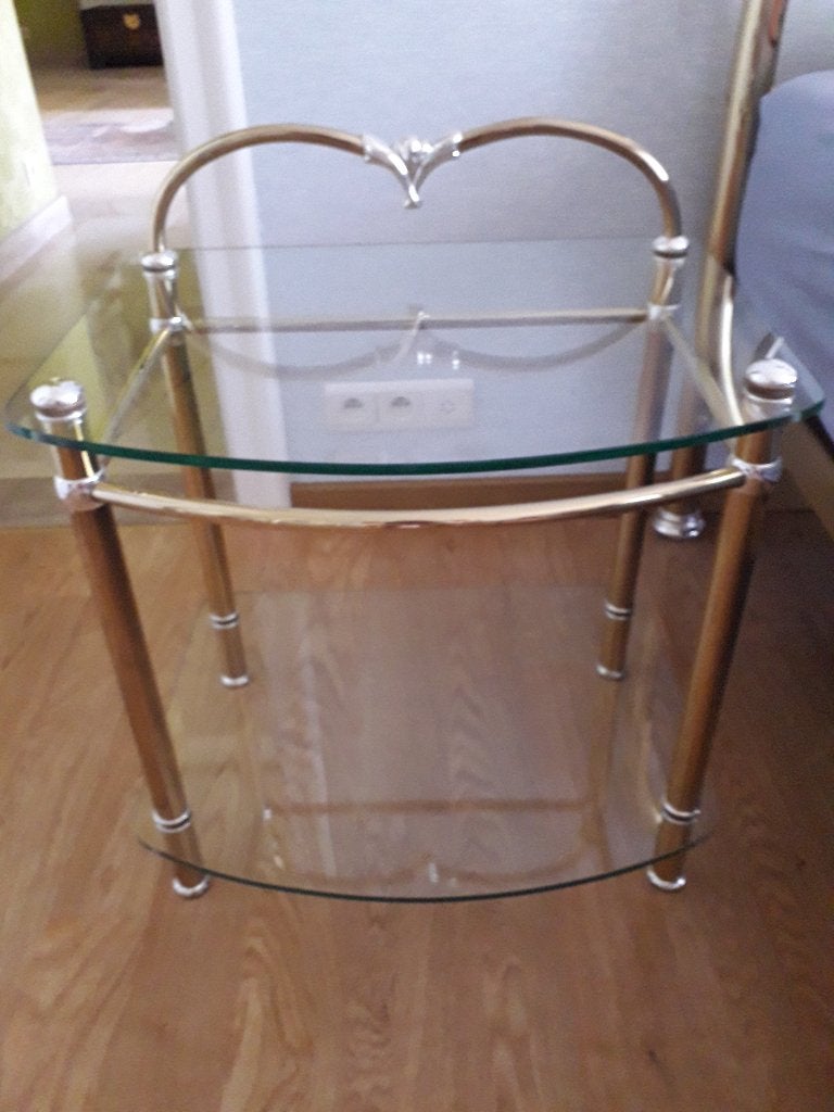 bijzettafeltje, Huis en Inrichting, Minder dan 55 cm, Gebruikt, Rond, Glas