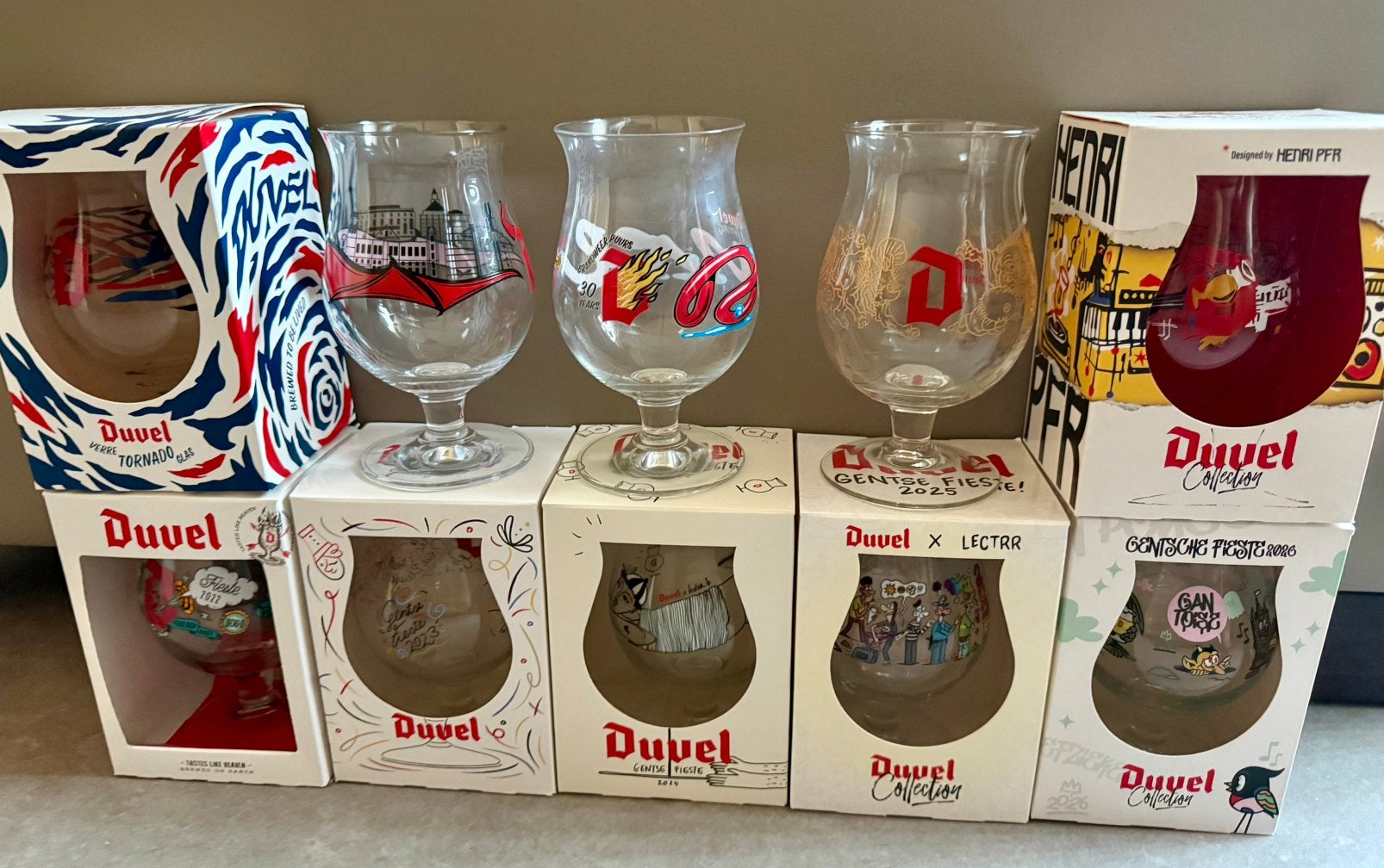 Lot van 10 Duvel glazen, Verzamelen, Ophalen, Zo goed als nieuw