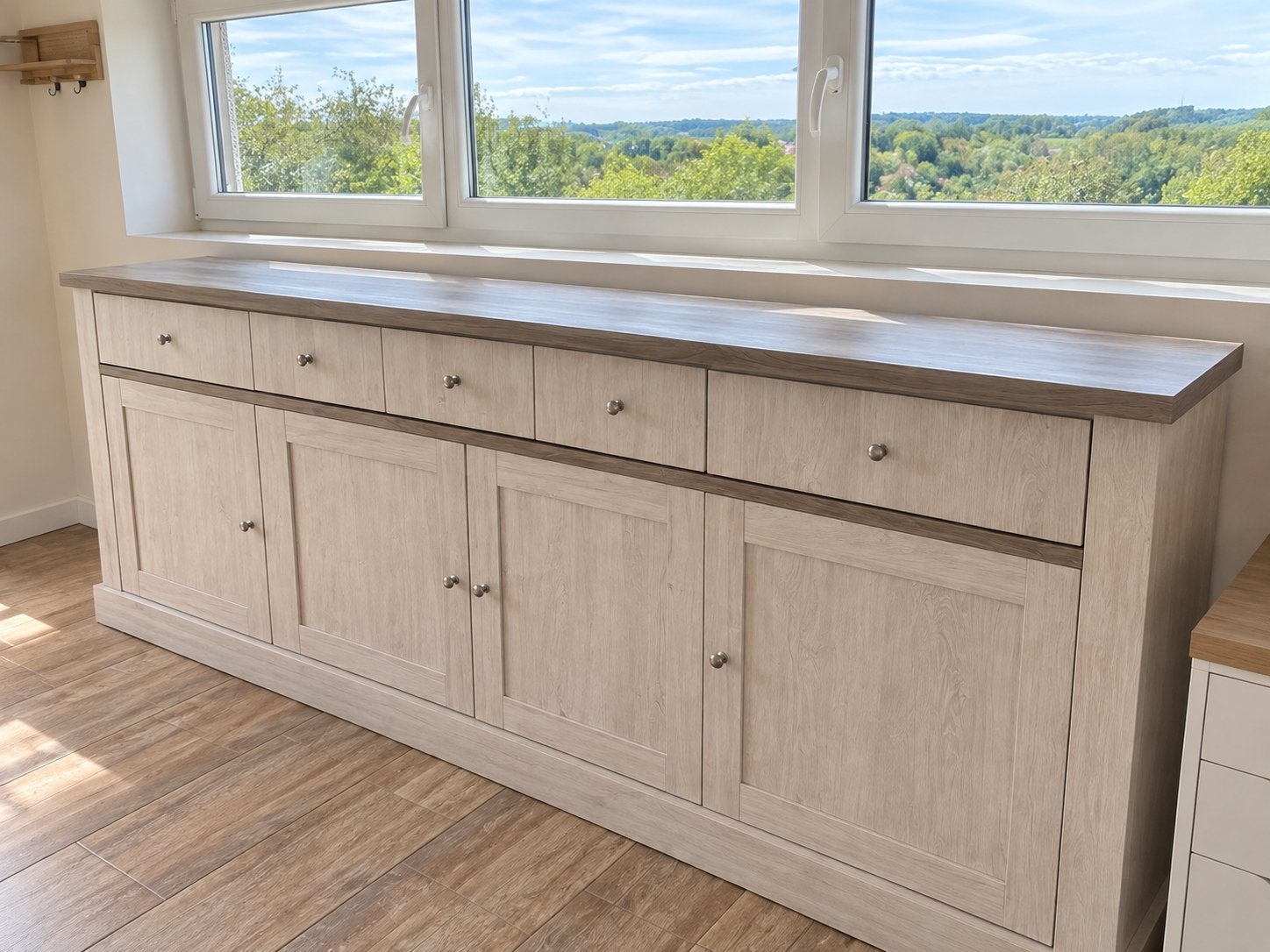 Buffet Eline 220cm - Décor -white Oak & Autumn Oak - WEBA, Maison & Meubles, Enlèvement, Comme neuf