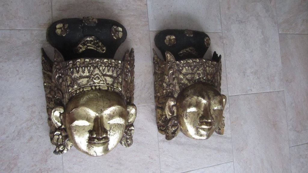 LOT DE 2 GRANDS MASQUES EN BOIS ANTIQUITES DE BALI, Antiek en Kunst, Kunst | Beelden en Houtsnijwerken, Ophalen, Azië, Hout, Masker