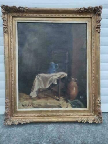 Huile sur toile nature morte signe Xavier collet, Antiek en Kunst, Kunst | Schilderijen | Klassiek, Ophalen of Verzenden