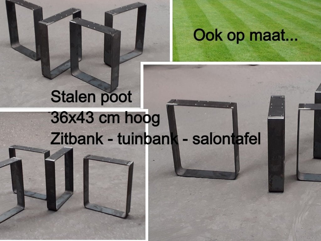 2 nieuwe stalen bankpoten 36x43cm in plat staal 80x8mm, Jardin & Terrasse, Bancs de jardin, Enlèvement, Neuf, Métal