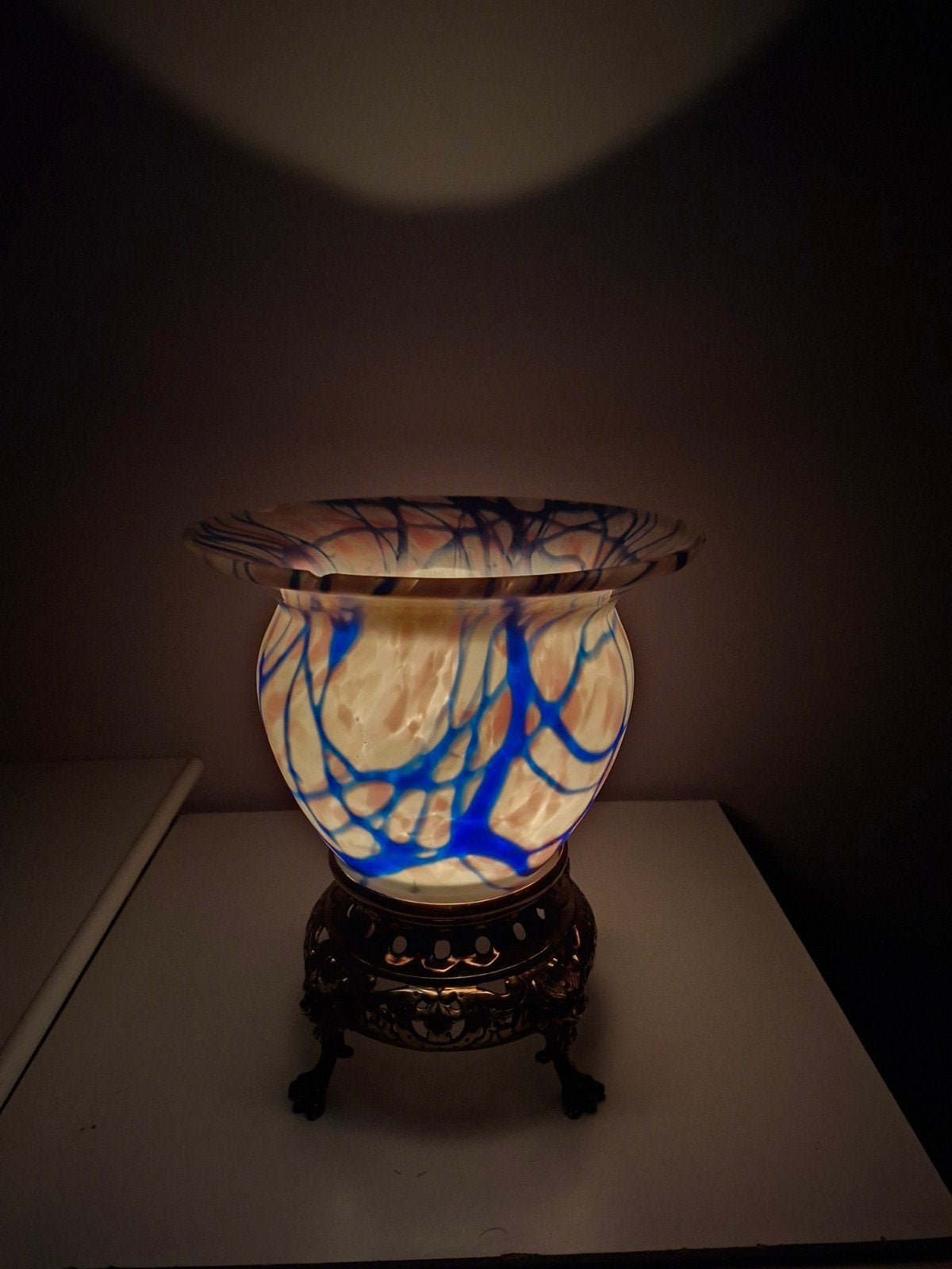 Vase art déco en verre opalin, Bleu, Enlèvement ou Envoi, Verre, Art déco