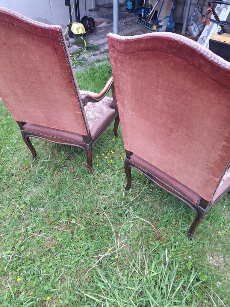 Set van 2 klassieke gobelin fauteuils / armstoelen – brocant, Ophalen