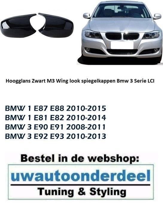 Wing Spiegelkappen Glans Zwart Voor BMW 3 Serie E90 E91 E92, Verzenden