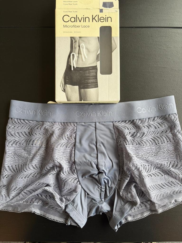 Calvin Klein Microfiber Lace Trunk, Verzenden, Grijs, Boxer