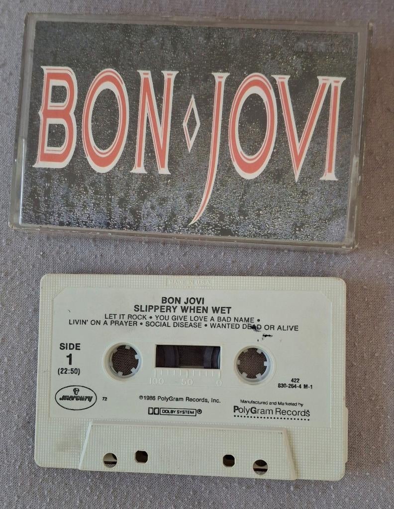Cassette muziekcassette K7 Bon Jovi Slippery when wet 1986, Gebruikt, 1 bandje, Ophalen of Verzenden, Origineel