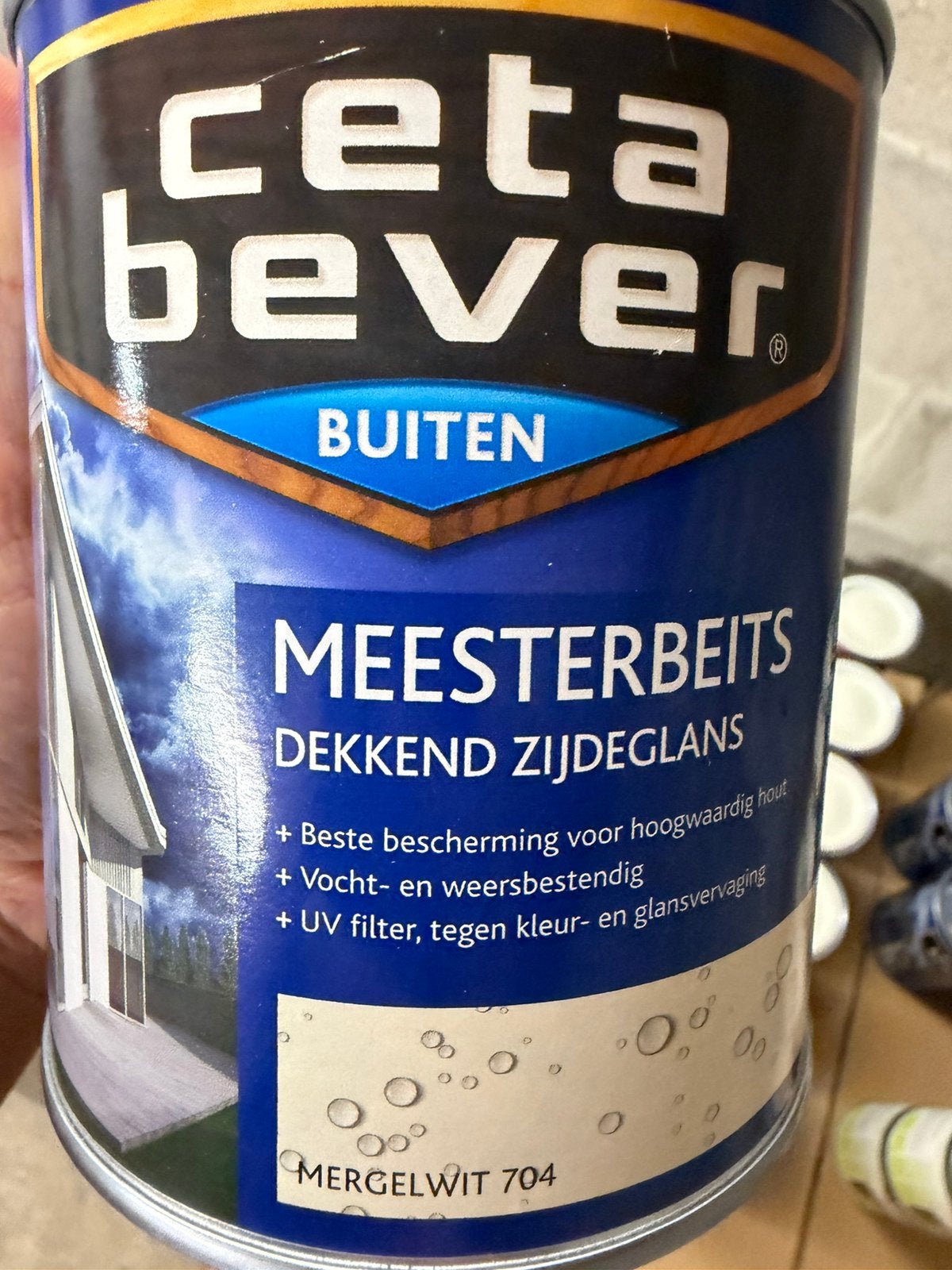 Cetabever dekkende beits mergelwit 0,75liter, Ophalen of Verzenden, Nieuw