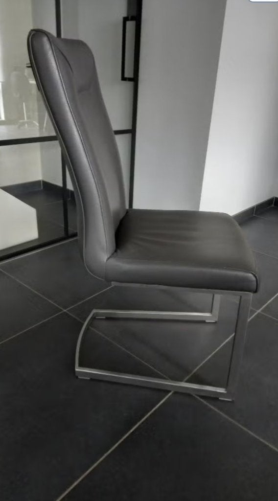 Eetkamerstoelen, Huis en Inrichting, Stoelen, Ophalen, Leer, Zo goed als nieuw, Grijs