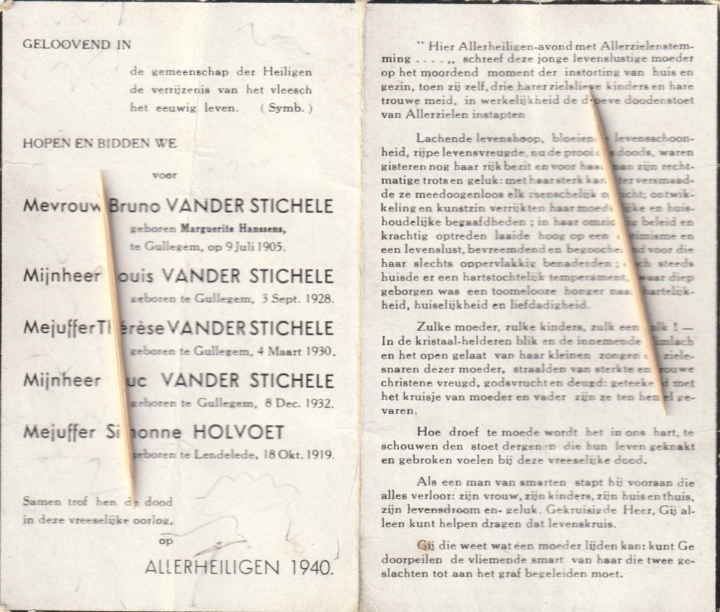 Victime de guerre 1940-45-Gullegem-Lendelede, Enlèvement ou Envoi