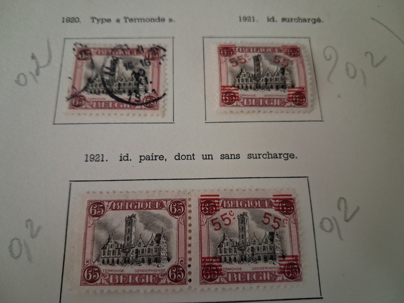 1920 1921 timbres belges COB 182  188 188A, Enlèvement ou Envoi, Oblitéré