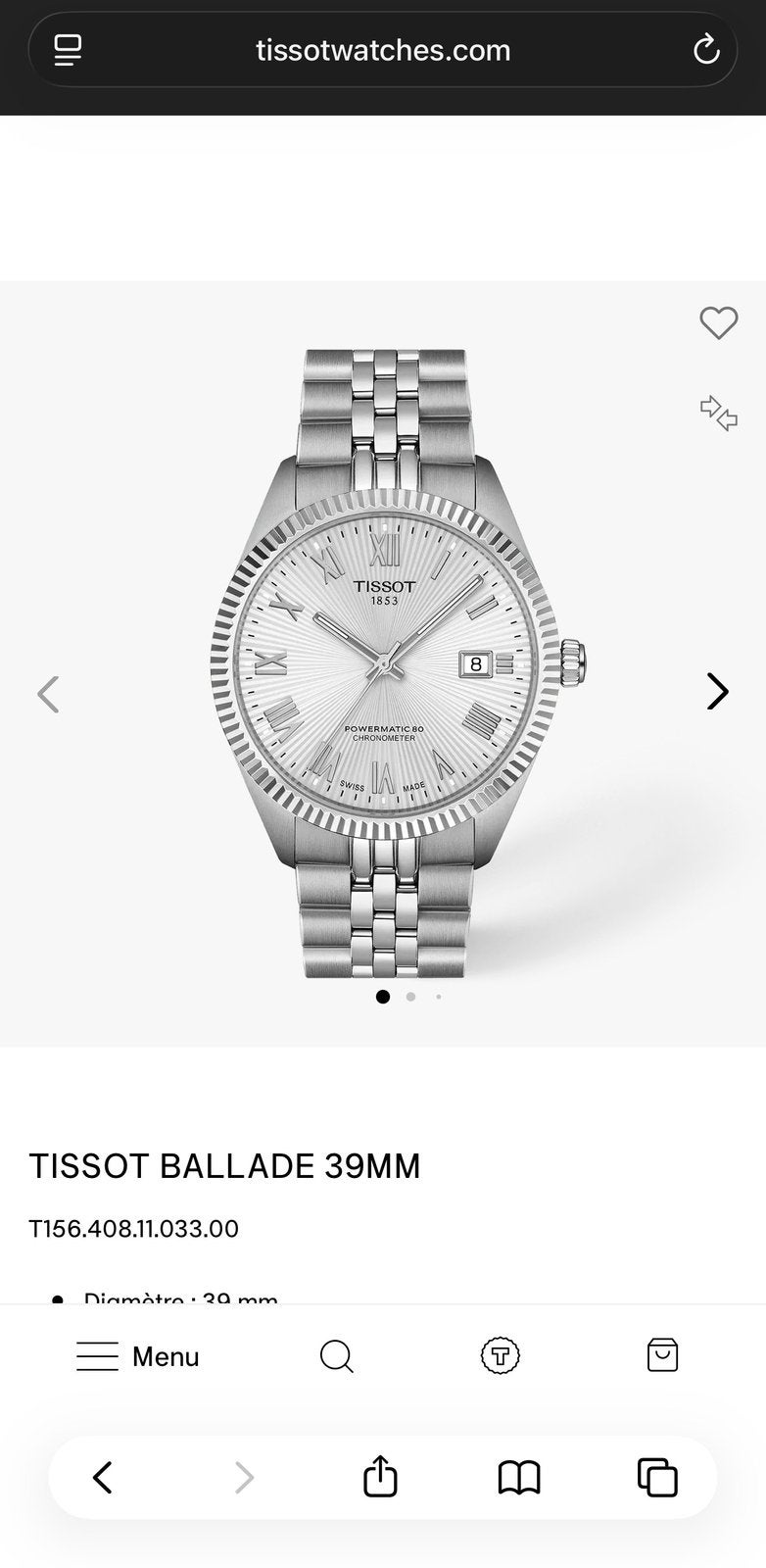 Tissot Ballade 39mm, Bijoux, Sacs & Beauté, Montres | Hommes, Enlèvement, Acier, Acier