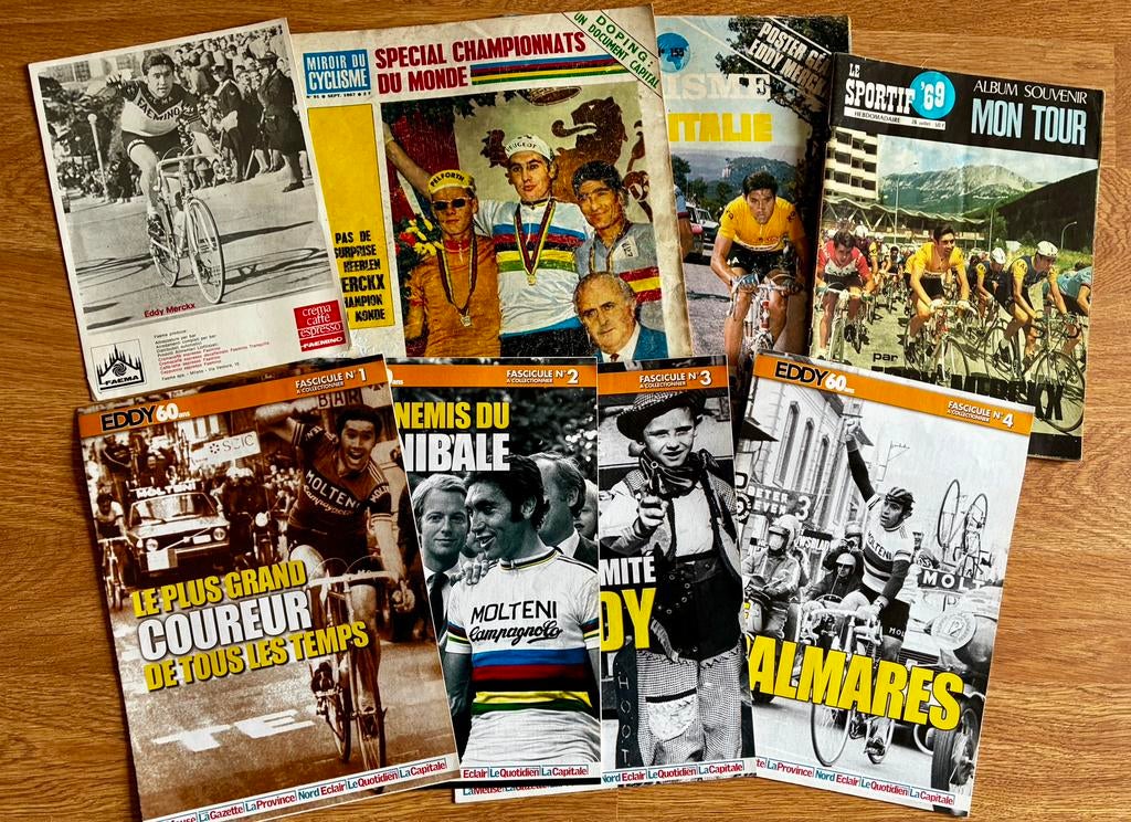 Lot Eddy Merckx revues poster carte fasicules, Collections, Enlèvement ou Envoi, Utilisé, Livre ou Revue