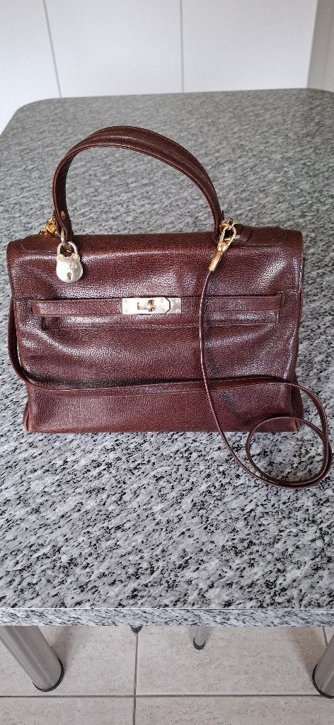 lederen handtas, Handtassen en Accessoires, Ophalen, Gebruikt, Bruin, Handtas