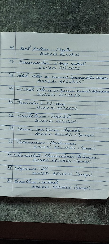 LIJSTEN BONZAI RECORDS VINYL., House, Overige formaten, Ophalen of Verzenden, Speciale editie