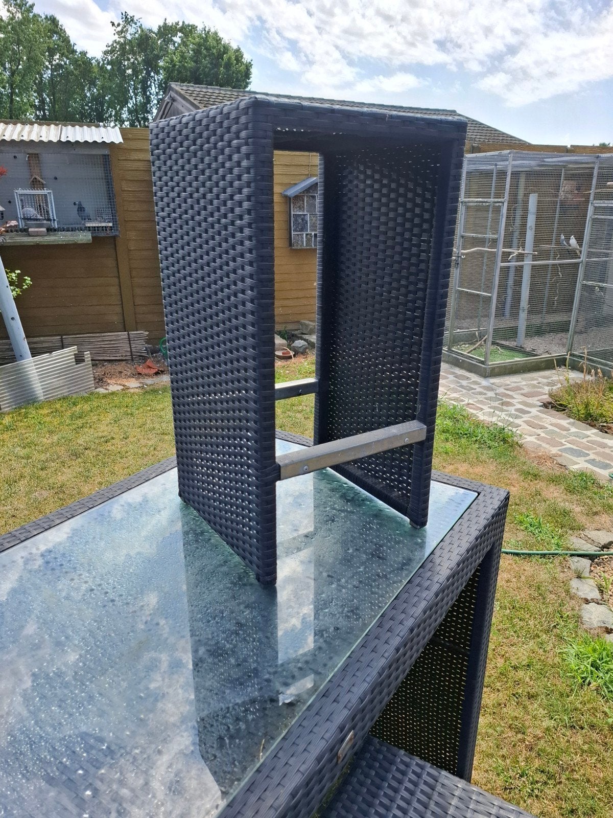 Tuinset met hoge krukken, Tuin en Terras, Tuinsets en Loungesets, Ophalen, Kunststof, 6 zitplaatsen, Zo goed als nieuw