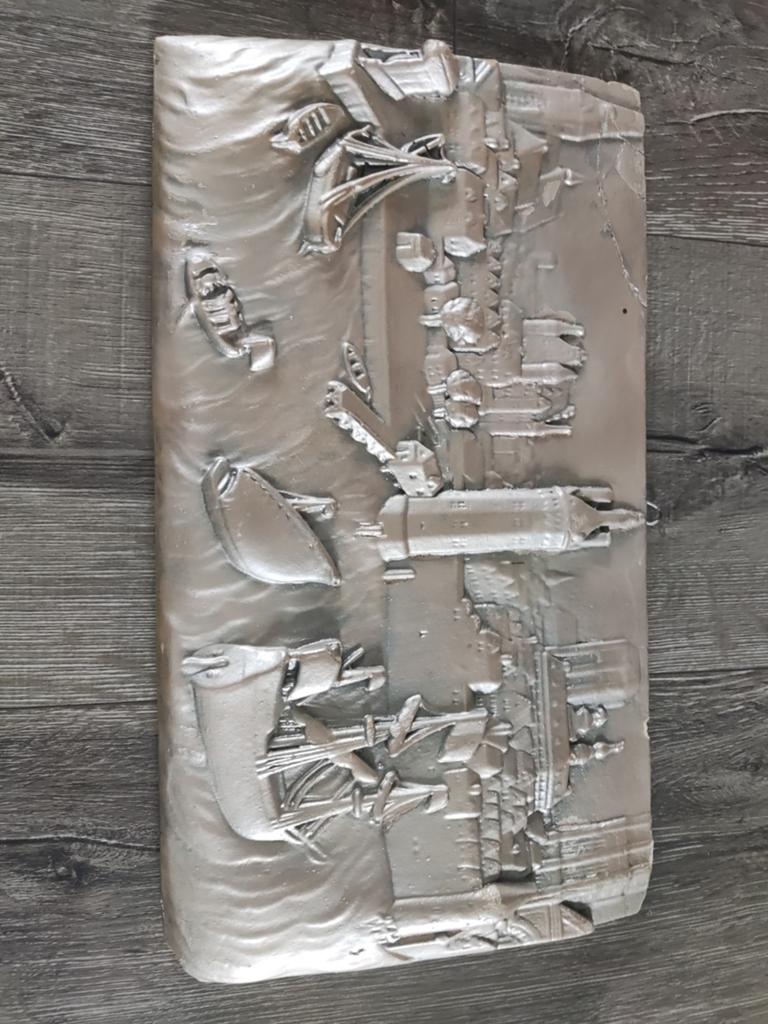 Zilver gespoten Met de hand gemaakt Schilderij 36cm × 20cm, Antiquités & Art, Art | Peinture | Classique, Enlèvement