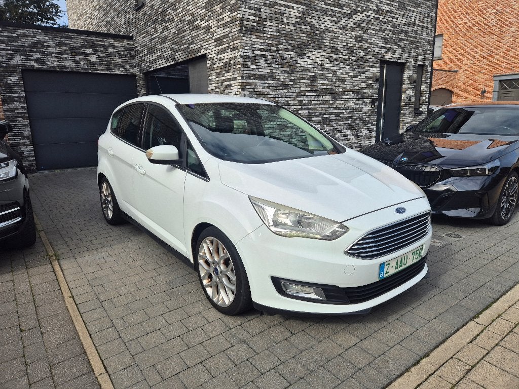 Ford C-Max 1.0ecoboost 2015 AC Navi Dodehoekass, Monovolume, Leder en Stof, Wit, Bedrijf