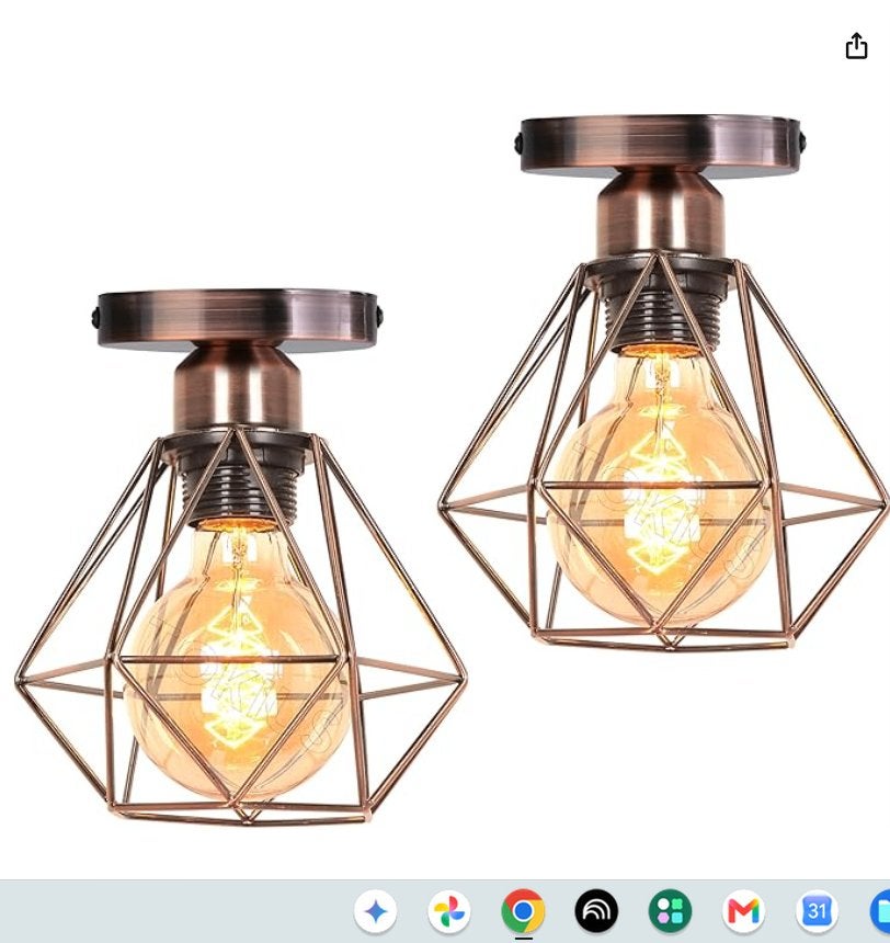 2 lampen Vintage 16cm plafondlamp industrieel E27, Ophalen of Verzenden, Zo goed als nieuw, Plafondlamp, Industrieel