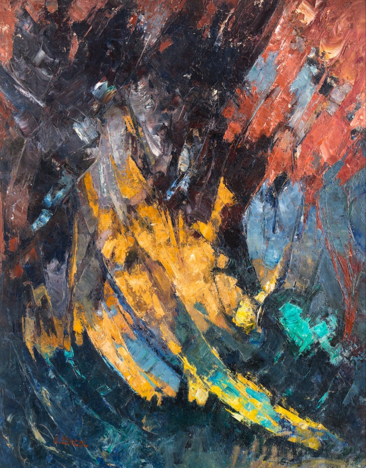 Pierre Oscar Ebbeni 1889-1965 Samenvatting, Antiek en Kunst, Ophalen of Verzenden, Abstract, Paneel