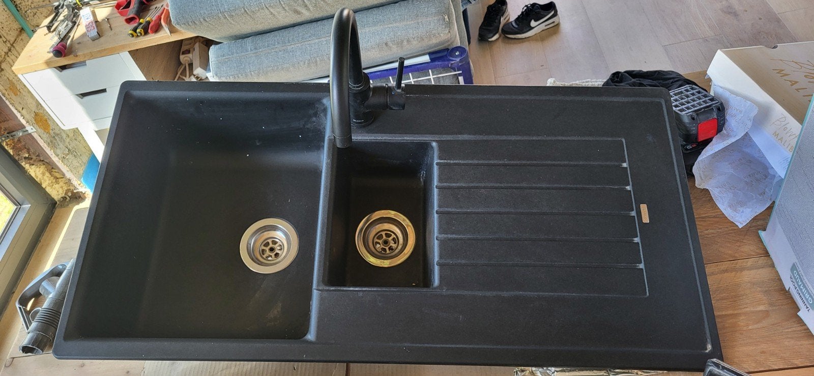 Évier noir Blanco + robinet vieux de 1,5 ans, Enlèvement