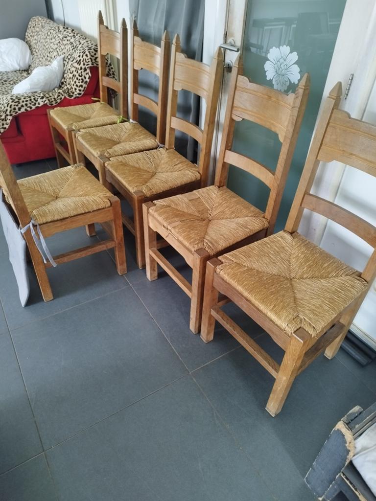 4 chaises en chêne massif (fait main par artisan), Antiquités & Art, Enlèvement