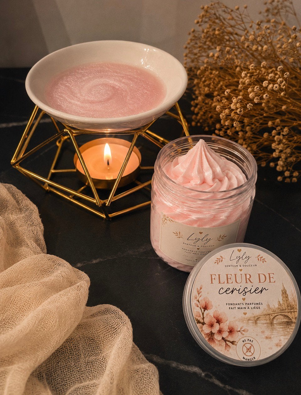 Fondant parfumé Fleur de cerisier chantilly 50g, Enlèvement ou Envoi, Neuf, Bougie