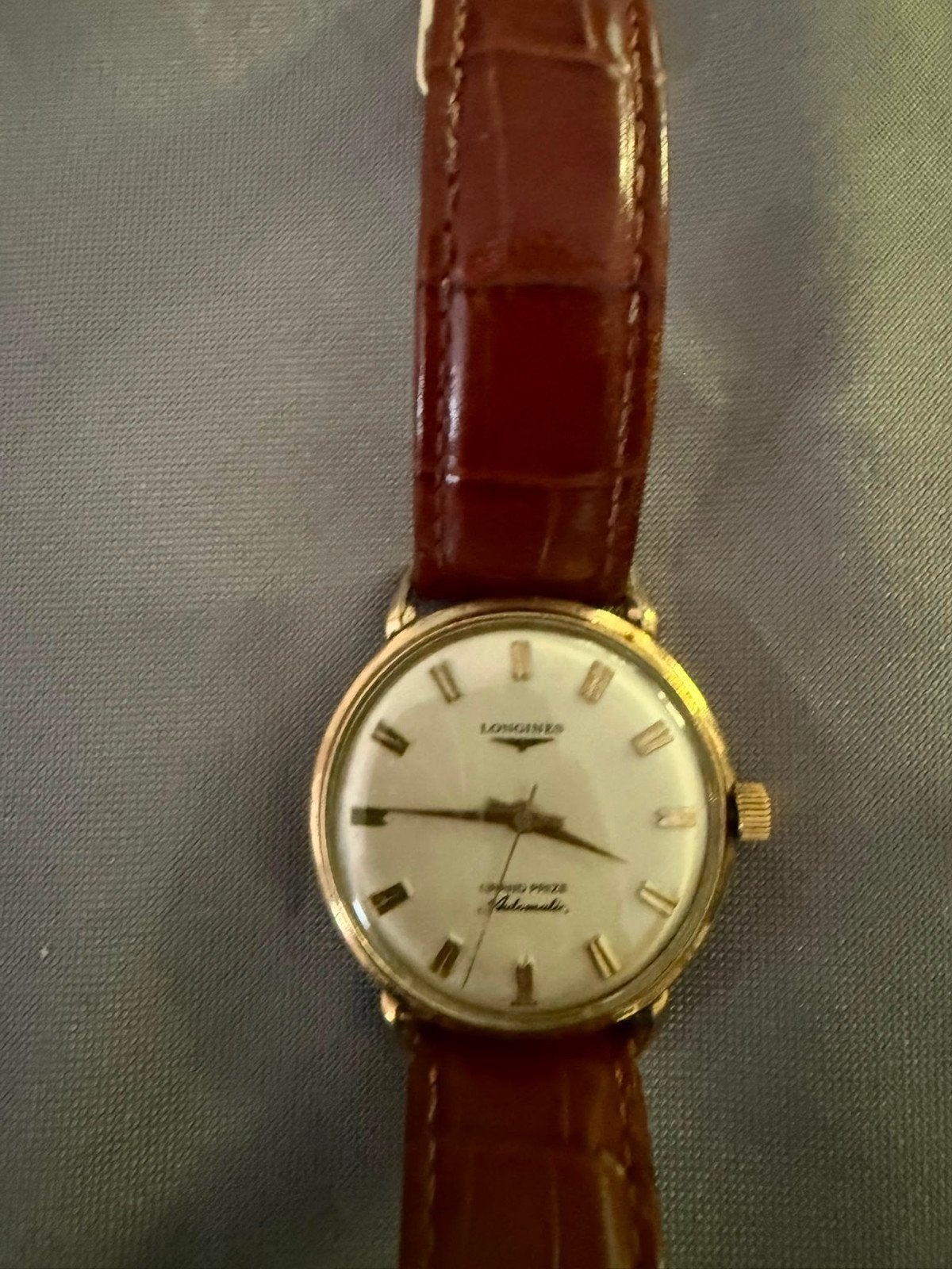longines Grand Prize Admiral automatique gold 10 karat, Montre-bracelet, Enlèvement ou Envoi, Or, 1960 ou plus tard