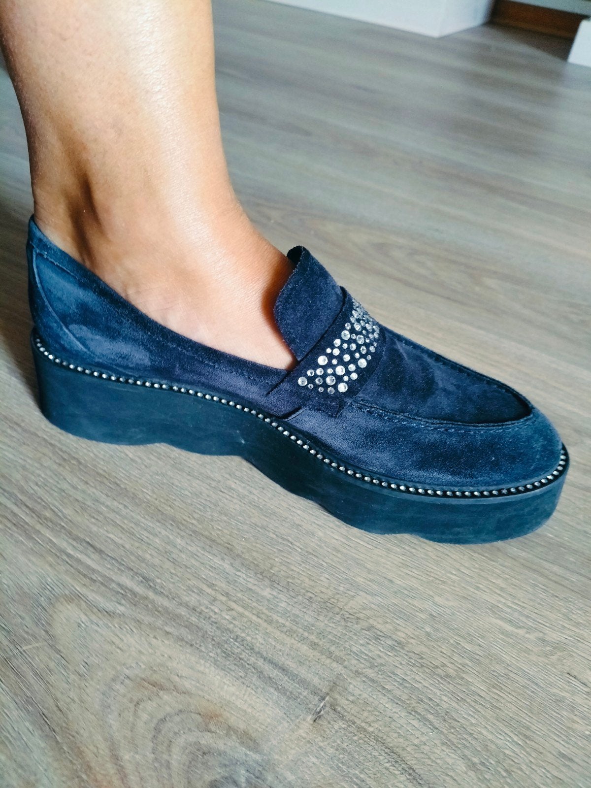 Suede schoenen van echt leder, Italiaans,38.5 maat, Kleding | Dames, Schoenen, Blauw, Ophalen of Verzenden, Zo goed als nieuw