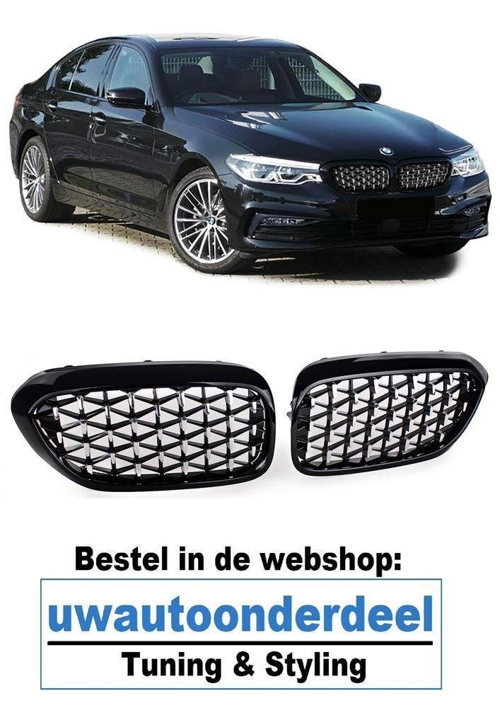 Sport Nieren Grill Diamond Zwart Chrome Voor Bmw 5 Serie G30, Verzenden