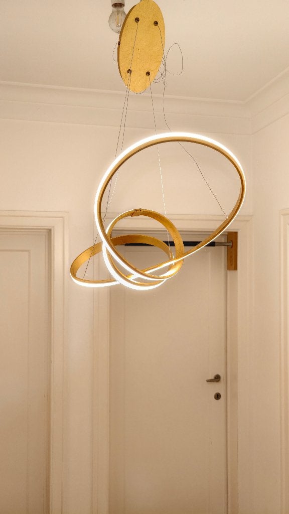 Suspension LED Paul Neuhaus dorée ,fonctionne parfaitement, Enlèvement ou Envoi, Comme neuf, Métal, Autres culots