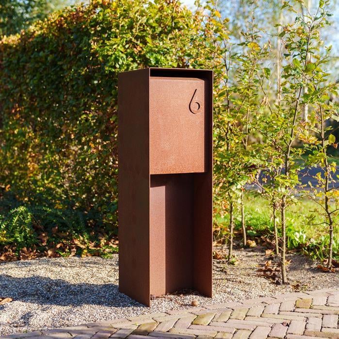 cortenstaal brievenbus, staande brievenbus, pakketbrievenbus, Tuin en Terras, Ophalen of Verzenden, Nieuw, Staande brievenbus