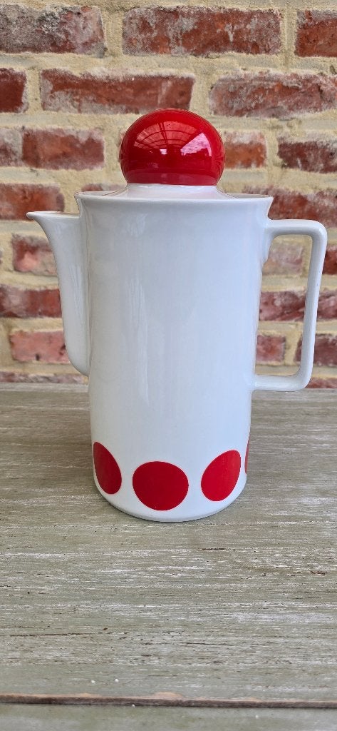 Vintage schirnding Bavaria theepot ('70) - polka dot rood, Ophalen