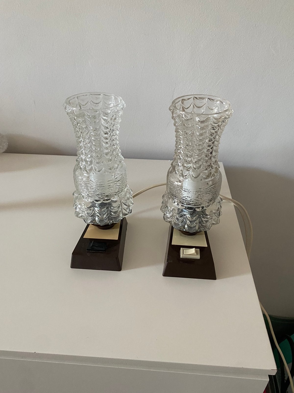 Lampes de chevet vintage Massive 2, Enlèvement ou Envoi, Comme neuf, Blanc, Verre