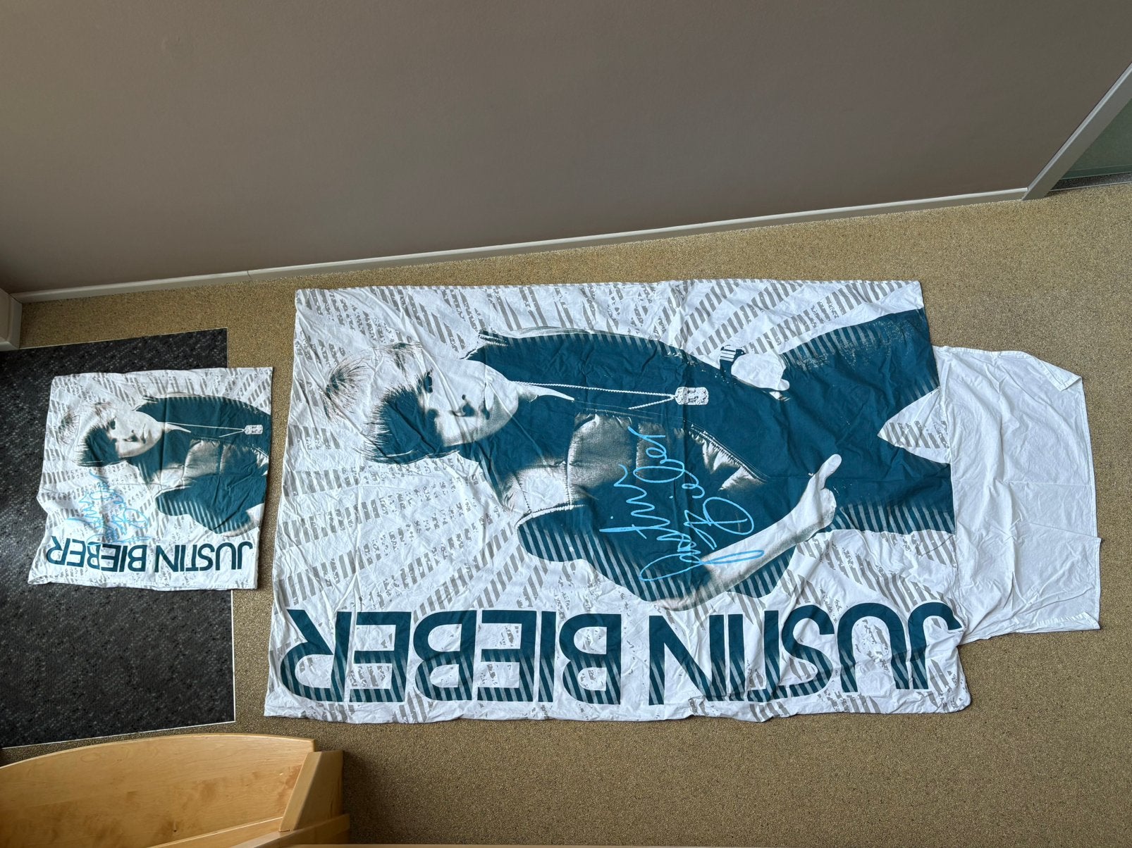 Justin Bieber Dekbedovertrek + Kussensloop, Ophalen, Gebruikt, Blauw, Beddengoedset