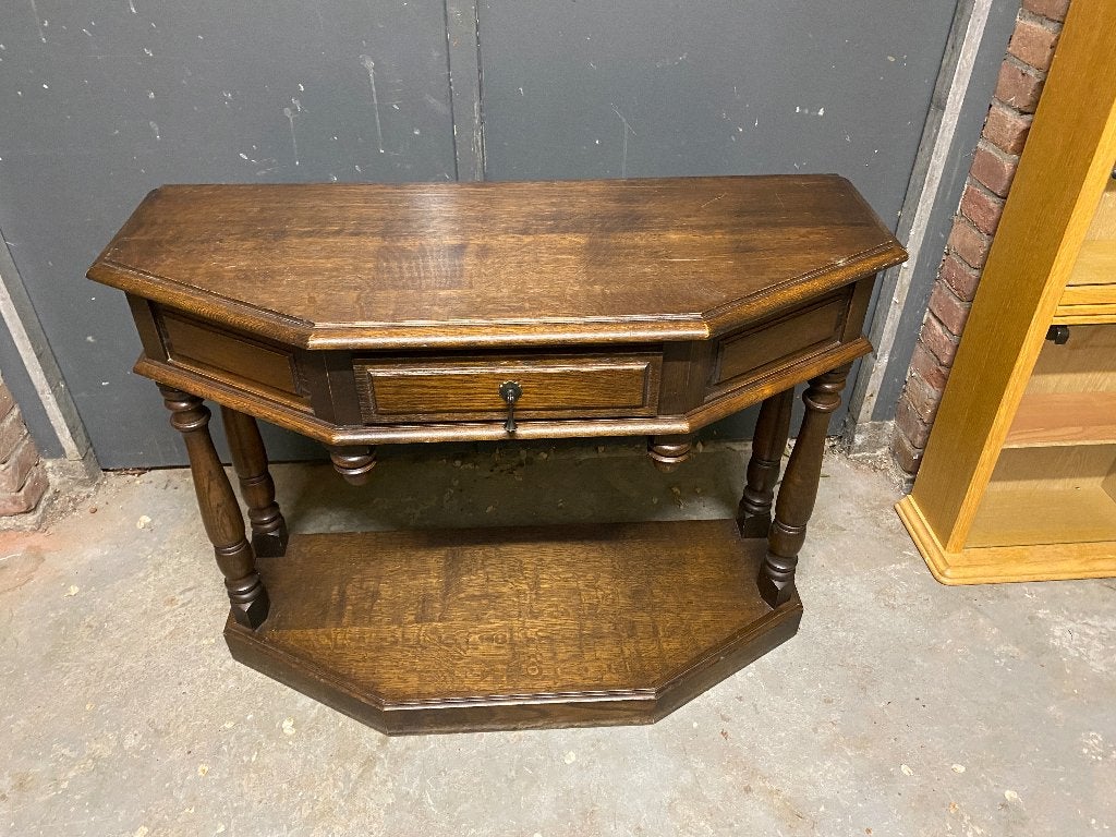 Antieke houten haltafel met lade, Ophalen