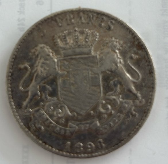 5 Francs Argent 1896 / 94 Léo II Congo Belge, Enlèvement ou Envoi, Argent