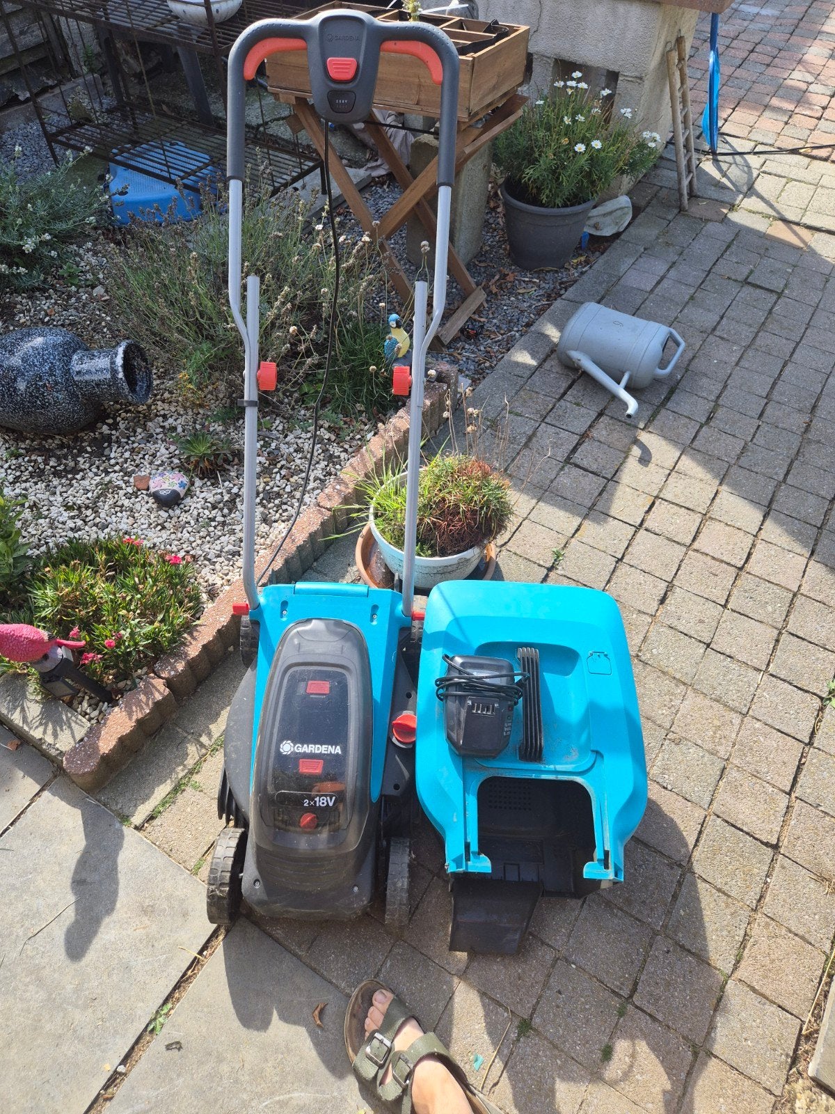 grasmaaier gardena (incl 2 batterijen), Tondeuses à gazon sur batterie, Démarrage électrique, Enlèvement, Utilisé