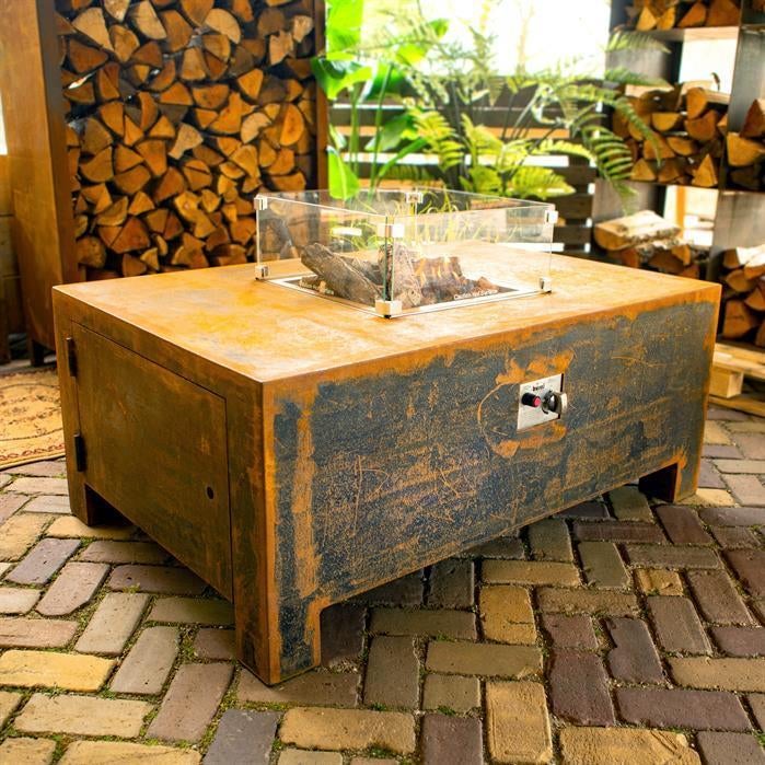 Foyer au gaz en acier Corten, table de feu, chauffe-terrasse, Jardin & Terrasse, Chauffage de terrasse, Neuf, Gaz, Sol, Résistant à l'eau