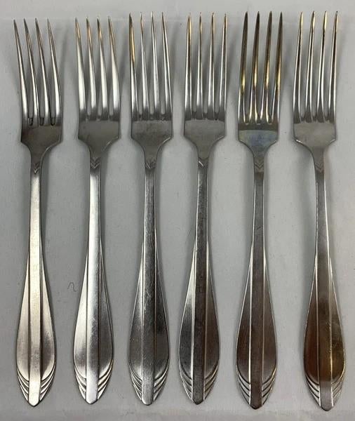 Gero Zilmeta 581 Visgraat 6 Dinervorken 20,5cm Bestek 50s, Verzenden, Zo goed als nieuw, Inox of Chroom, Bestekset