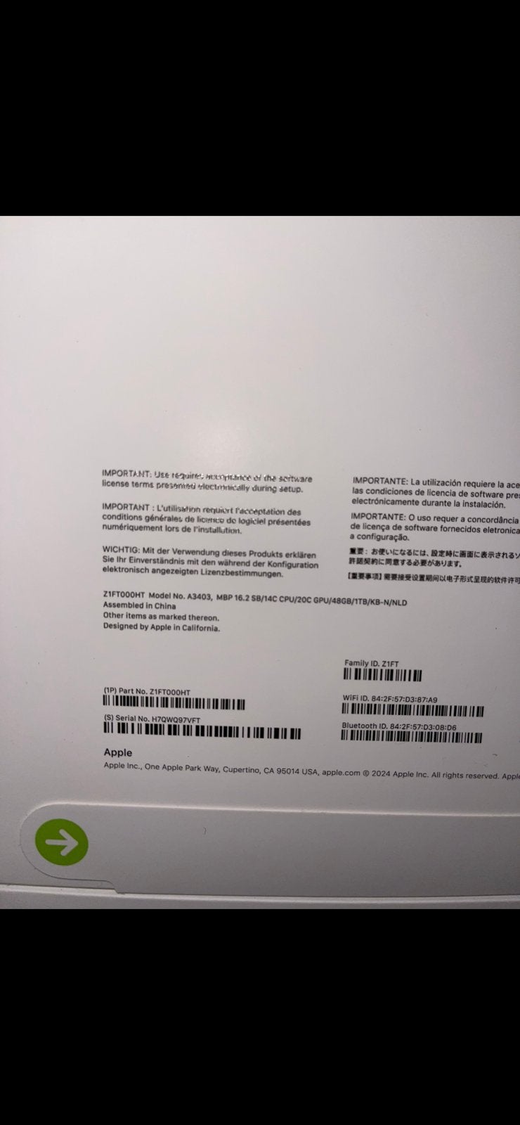 Macbook pro 16-inch Nieuw in Doos!, Enlèvement, Comme neuf, MacBook