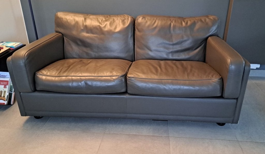 Lederen 2-zit, Ophalen, Gebruikt, 150 tot 200 cm, Tweepersoons
