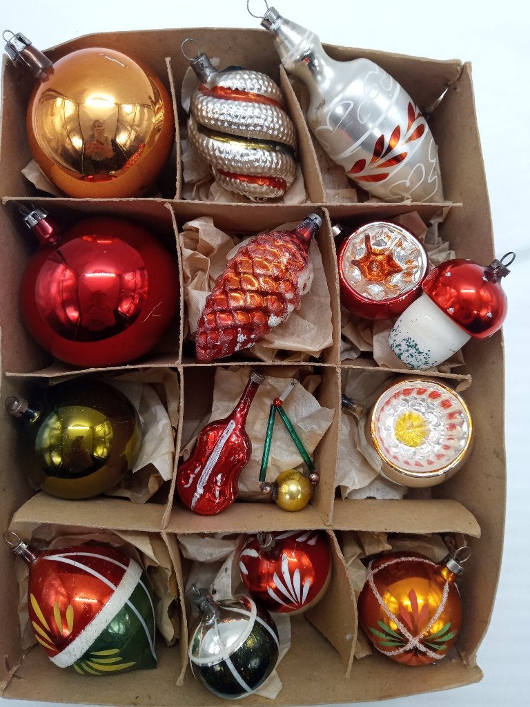 Bel ensemble de vieilles boules de Noël en verre, Divers, Enlèvement ou Envoi, Utilisé