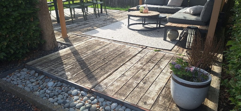 Steenschotten terras, Tuin en Terras, Terrasdelen en Vlonders, Ophalen, Gebruikt, Hout