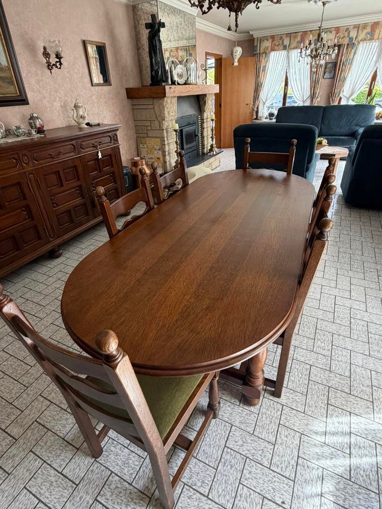 Eettafel met 6 stoelen, Huis en Inrichting, Complete eetkamers, Ophalen, Gebruikt, Klassiek, 4 tot 6 stoelen
