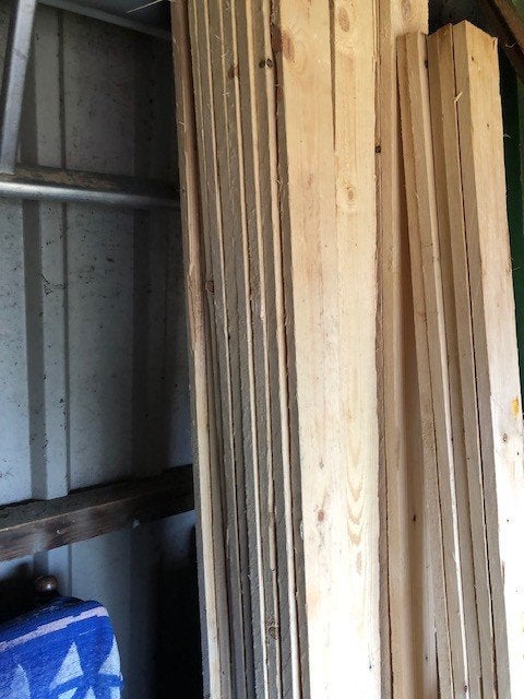 Planken , timmerhout 2,1 m lang 7,5 breedt 1,6 dik, Ophalen, Gebruikt, Planken
