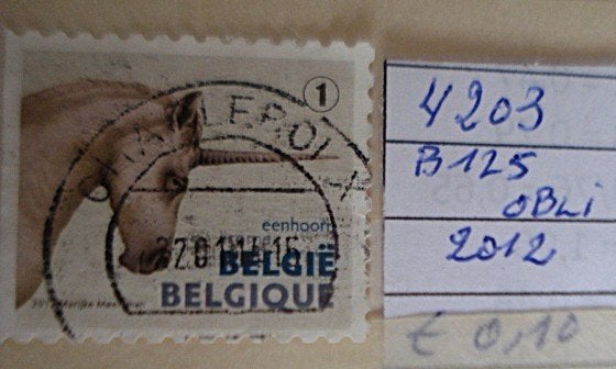 België nr. 4203 (o) = B125, Verzenden, Zonder envelop, Gestempeld, Gestempeld