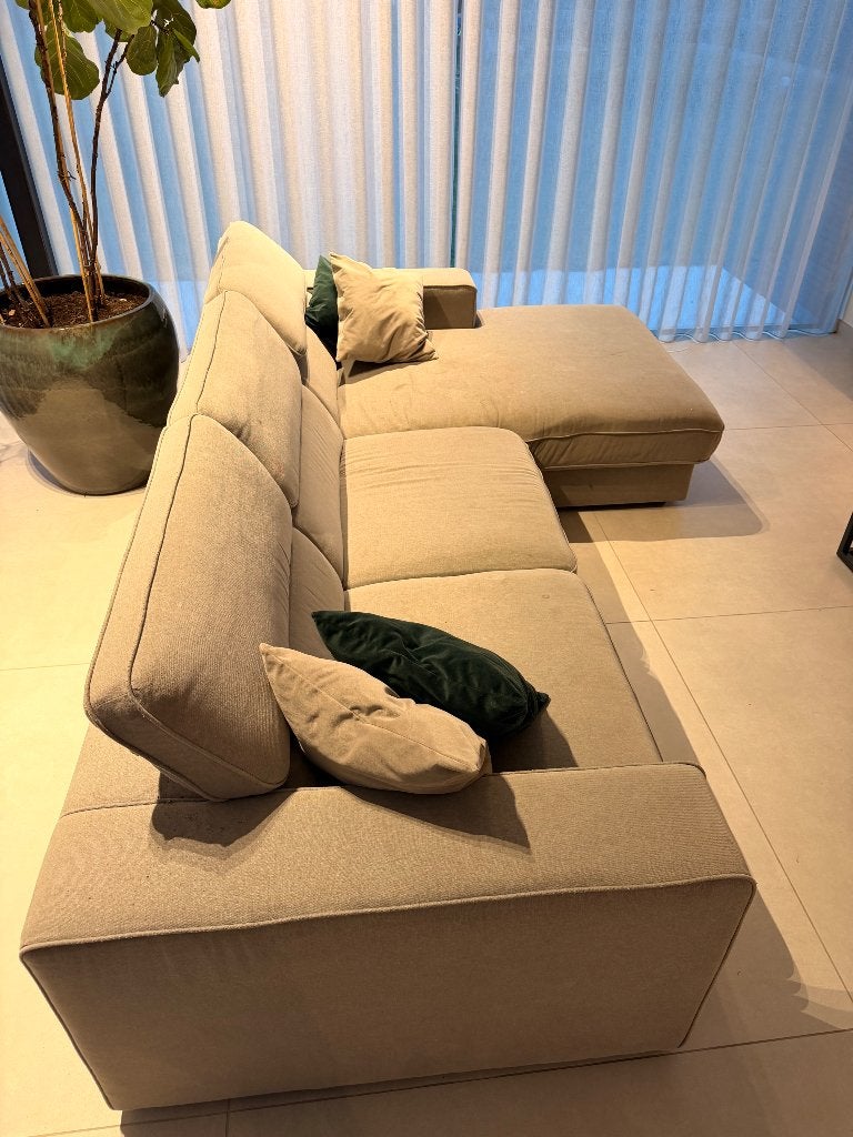 Hoekzetel 3m chaise longue rechts – lichtgrijs, Ophalen, Gebruikt, 75 tot 100 cm, Stof